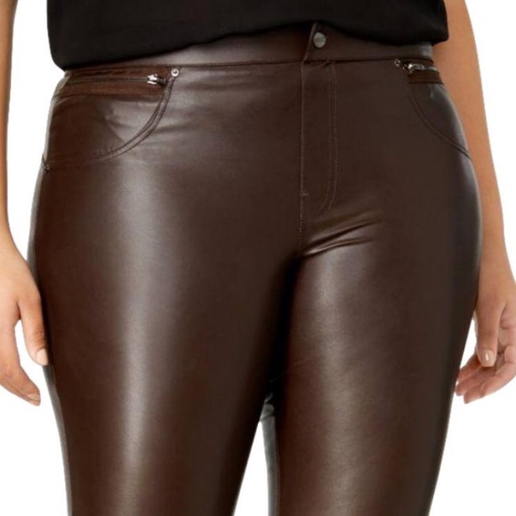 HUE PLUS Leatherette Legging brown 1X 16W 18W NWT - Picture 5 of 10